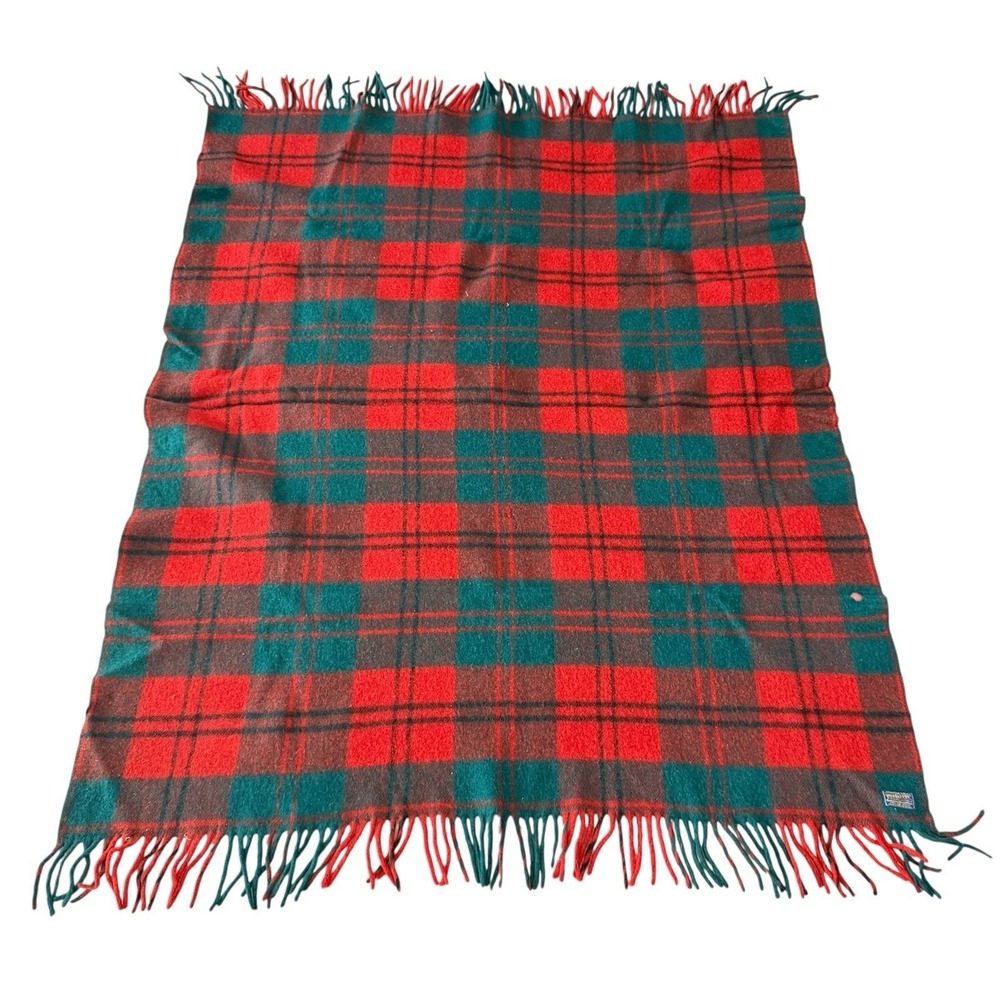 Vintage Pendleton Woolen Mills Pure Virgin‎ Wool Tartan Plaid Throw Fringe READ